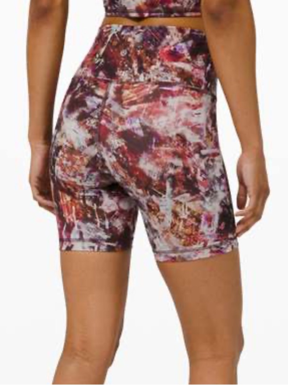 Lululemon Wunder Under Pink Abstract Printed Biker Athletic Shorts - Picture 7 of 7